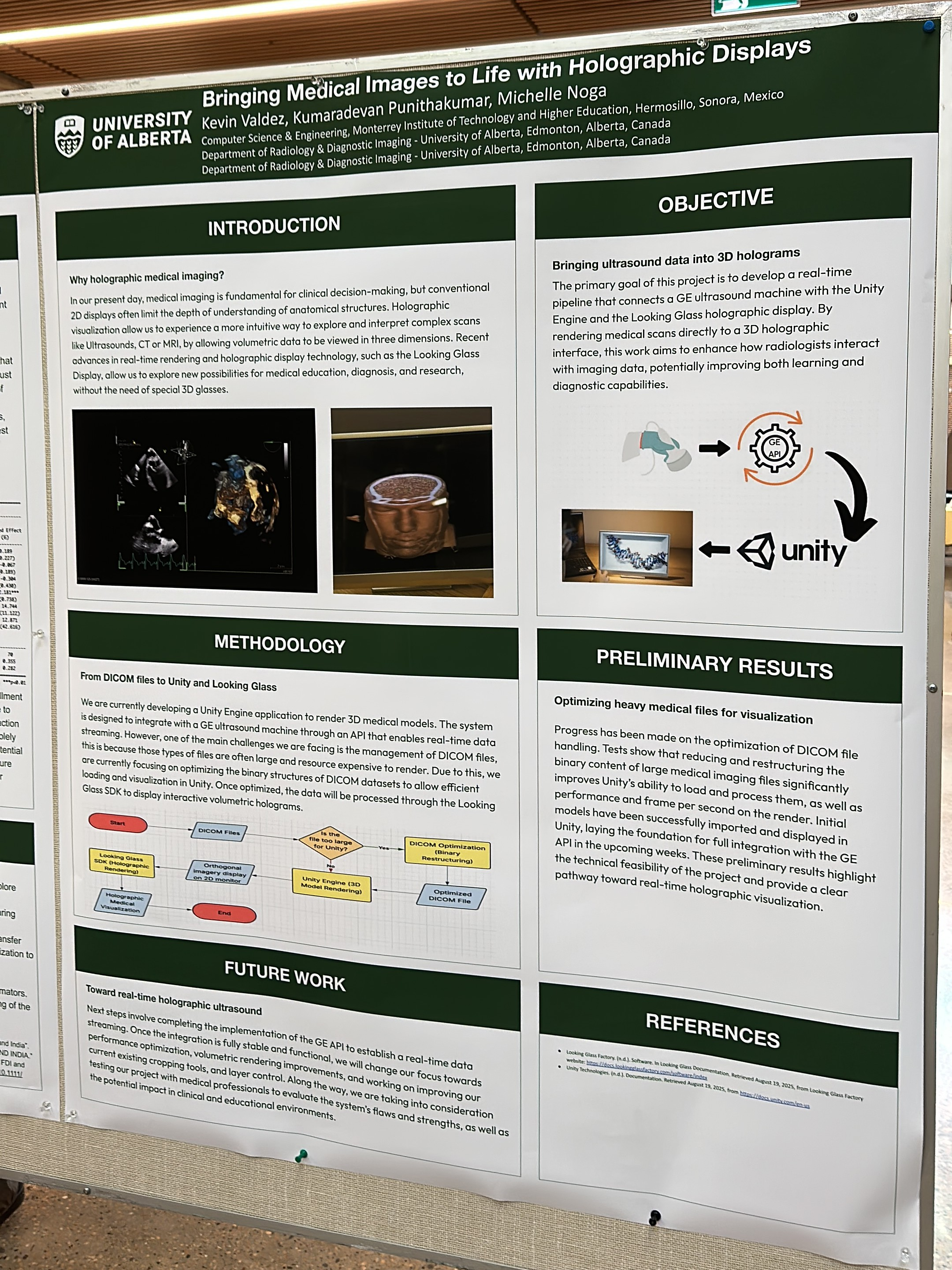 Research poster about holographic medical imaging presented at the University of Alberta.